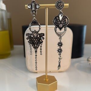 Silver and Black Statement Earrings